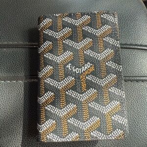 Goyard Black and Brown Key Card Holder with Geometric Design